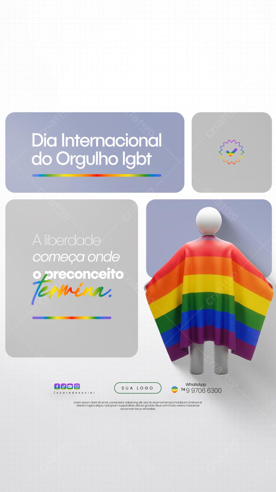Post para o Dia Internacional do Orgulho LGBT PSD Editável