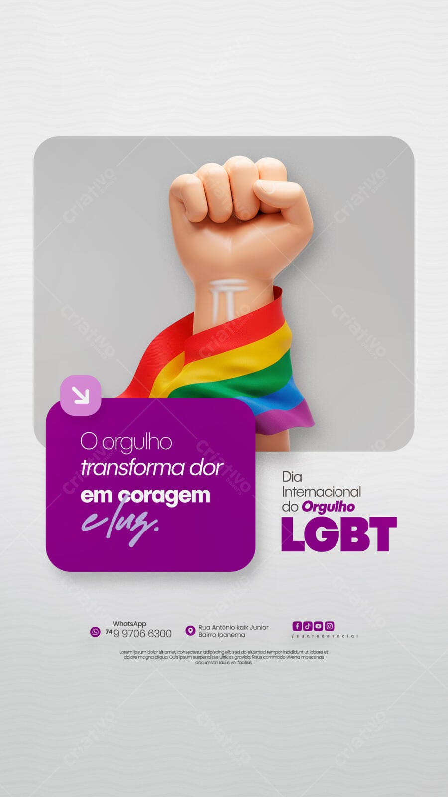 Flyer Dia Internacional do Orgulho LGBT PSD Editável