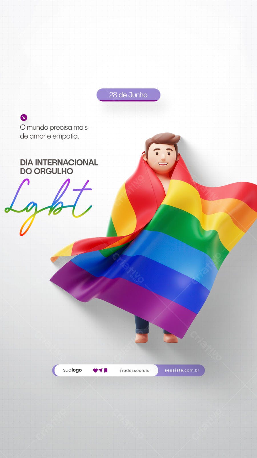 Flyer Dia Internacional do Orgulho LGBT PSD Editável