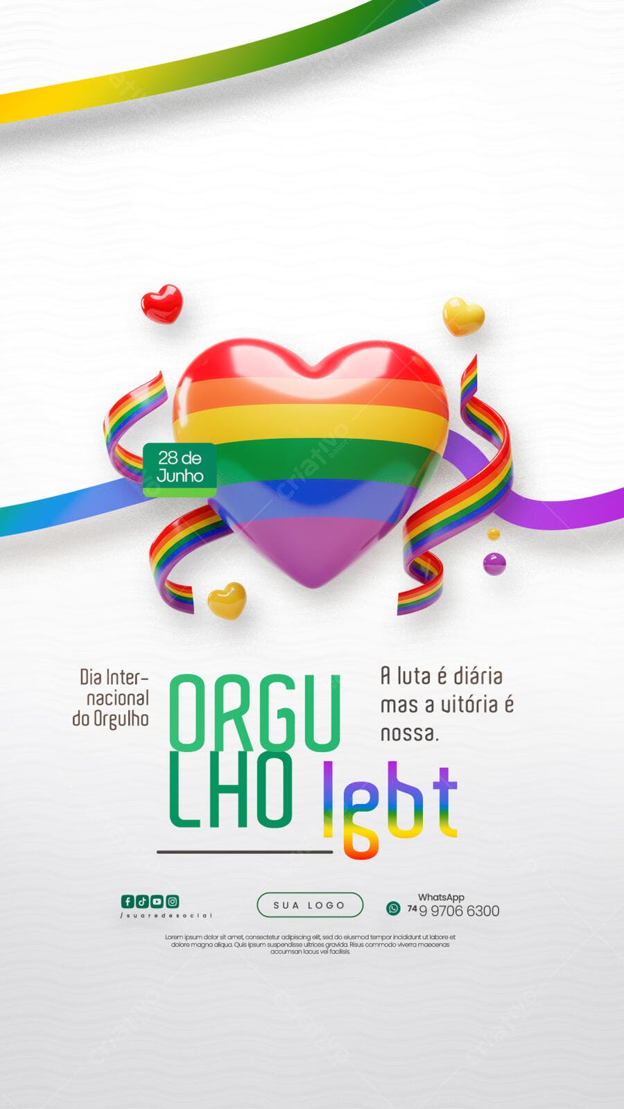 Flyer Dia Internacional do Orgulho LGBT PSD Editável