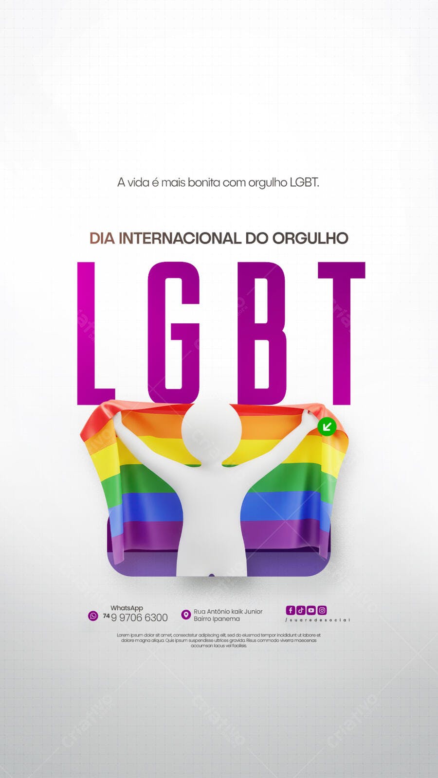 Flyer Dia Internacional do Orgulho LGBT PSD Editável