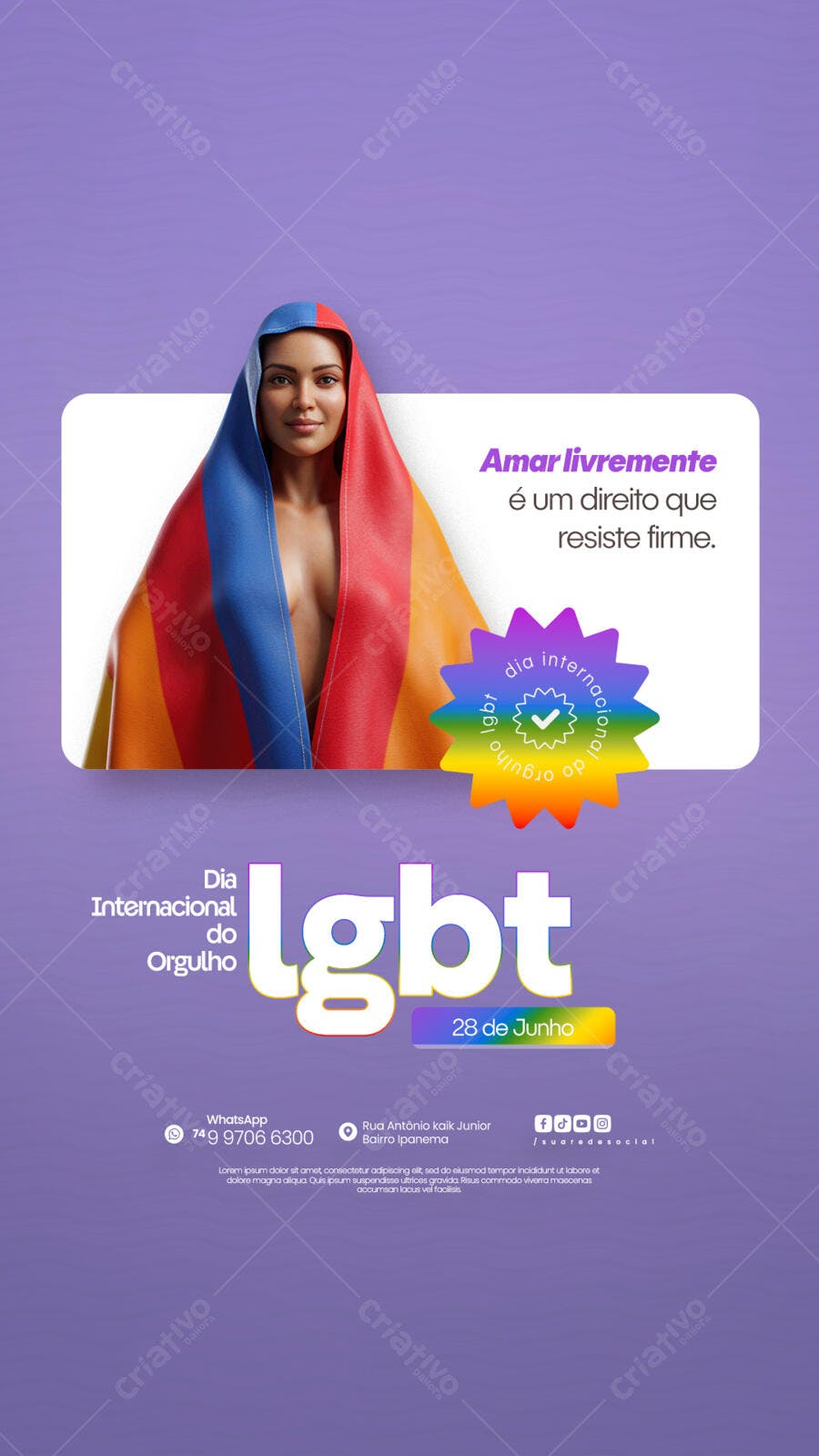 Flyer Dia Internacional do Orgulho LGBT PSD Editável
