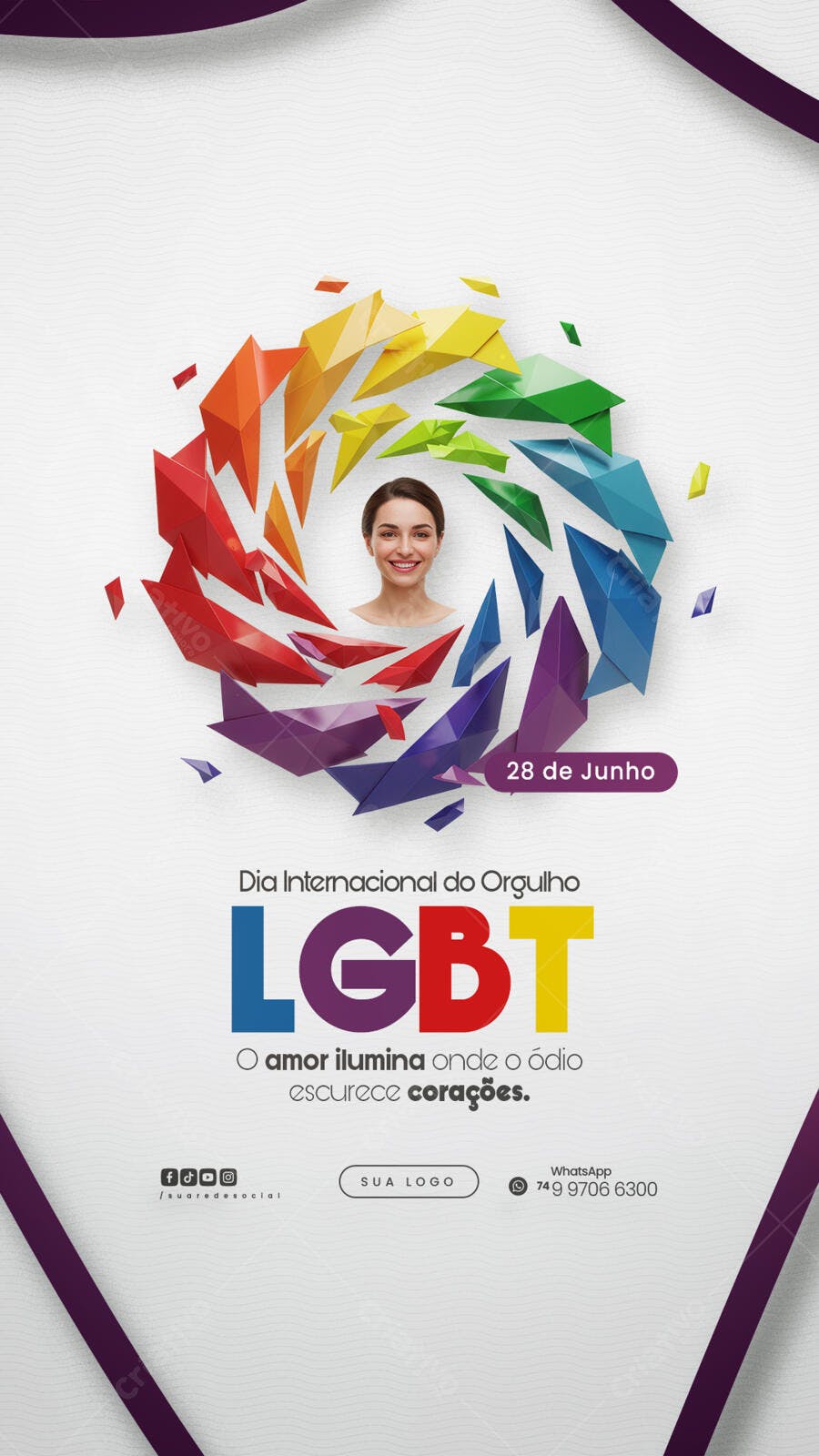 Flyer Dia Internacional do Orgulho LGBT PSD Editável