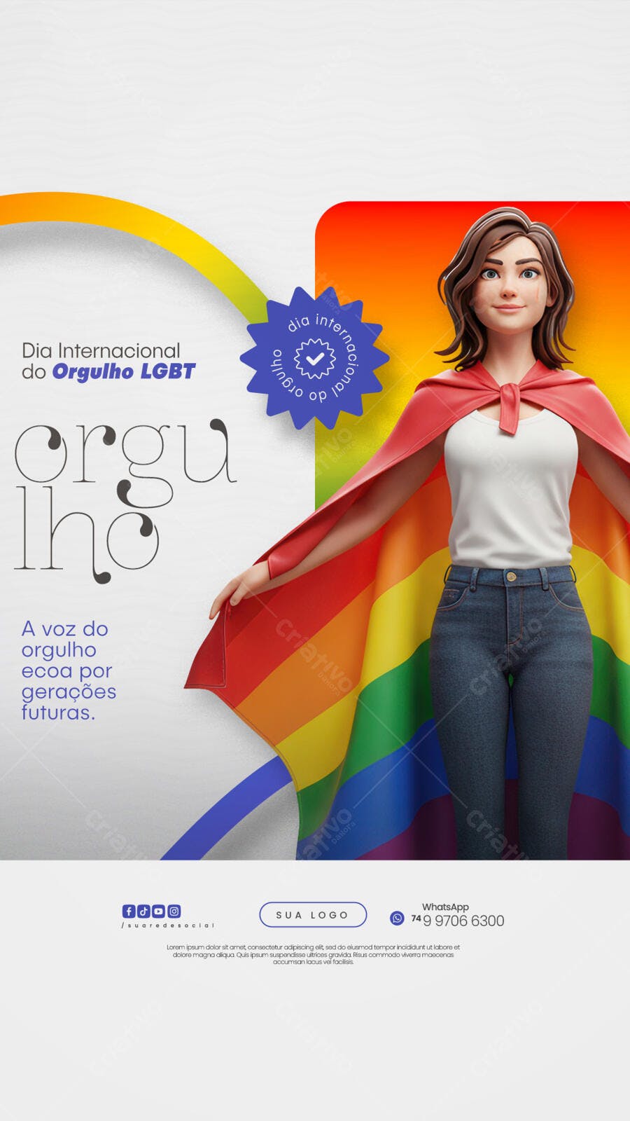 Flyer Dia Internacional do Orgulho LGBT PSD Editável