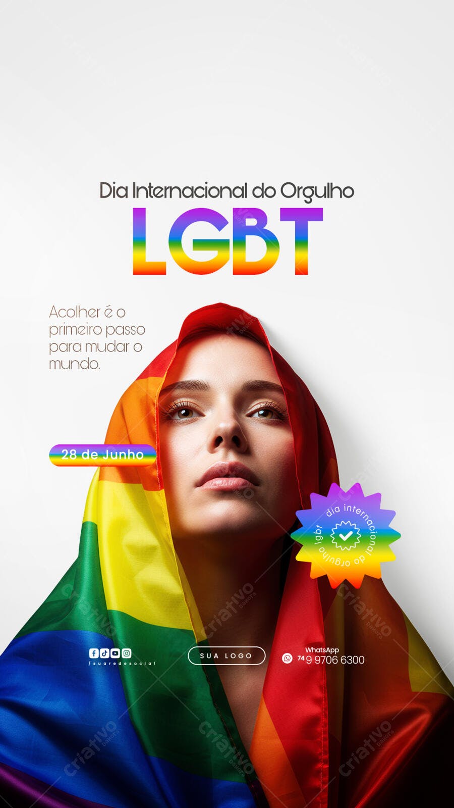 Flyer Dia Internacional do Orgulho LGBT PSD Editável