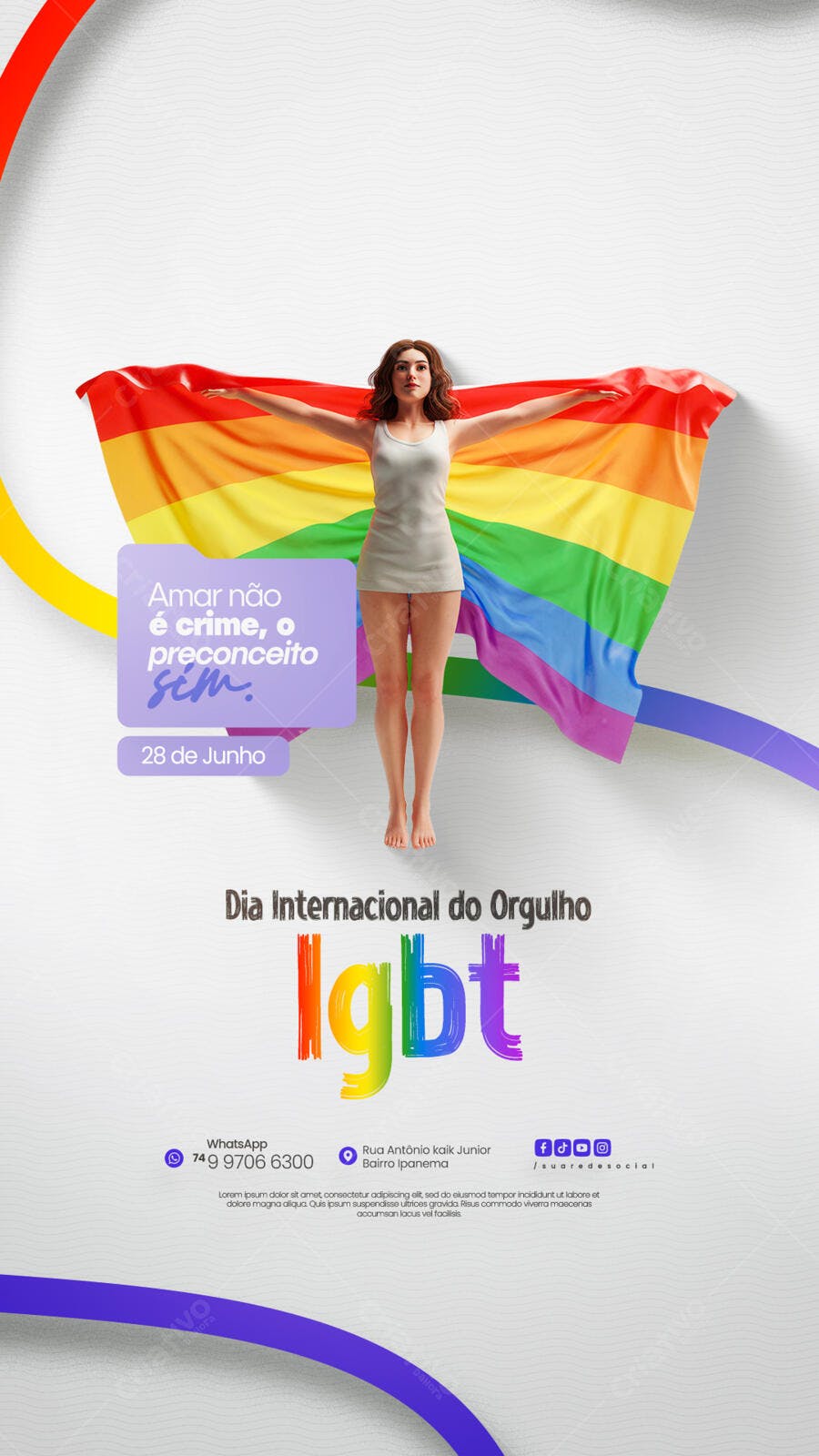 Flyer Dia Internacional do Orgulho LGBT PSD Editável