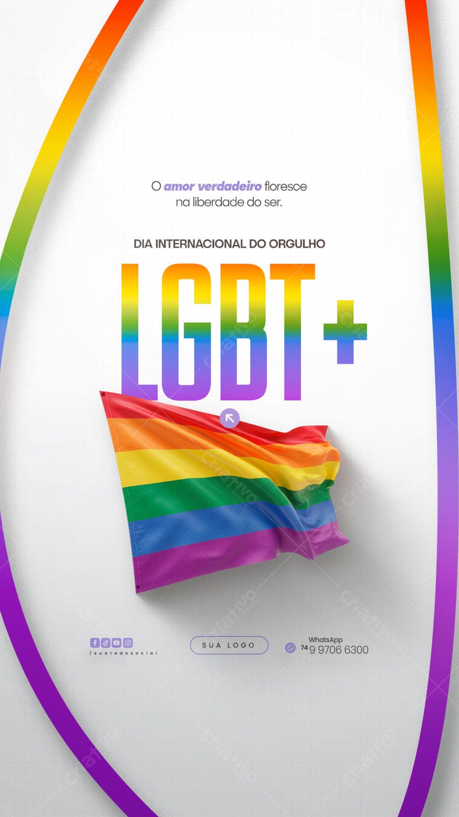 Flyer Dia Internacional do Orgulho LGBT+ PSD Editável