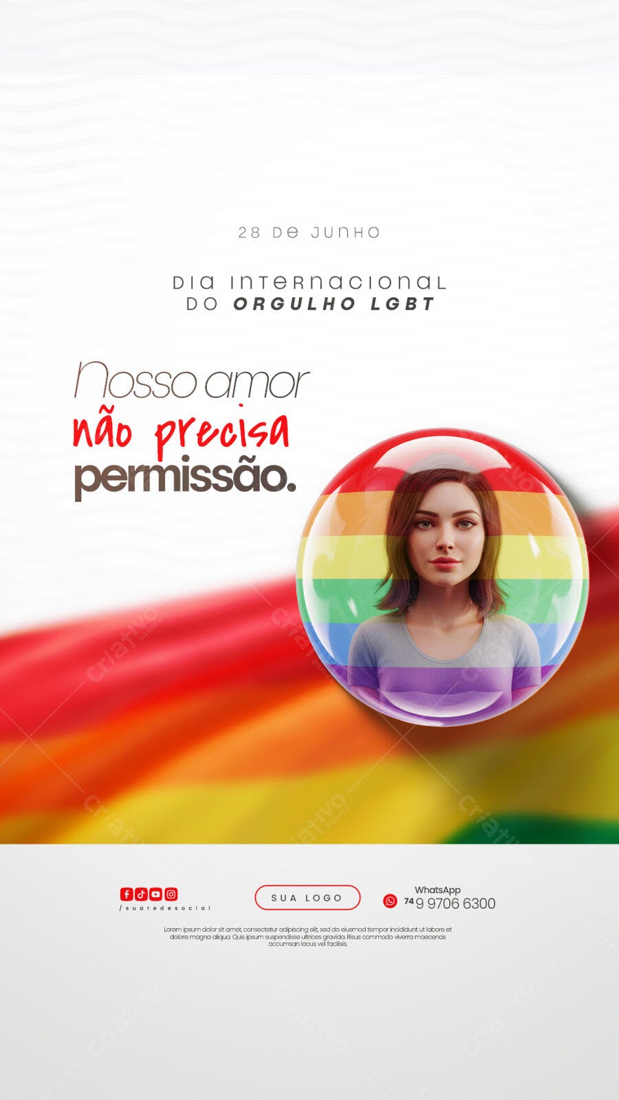 Flyer Dia Internacional do Orgulho LGBT PSD Editável