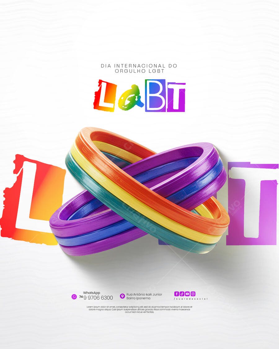 Flyer Dia Internacional do Orgulho LGBT PSD Editável