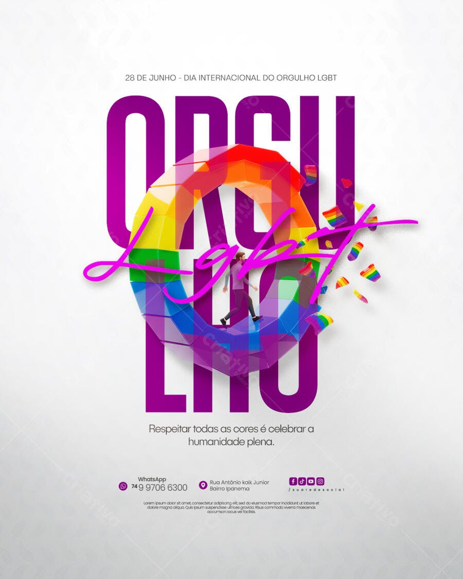 Flyer para o Dia Internacional do Orgulho LGBT PSD Editável