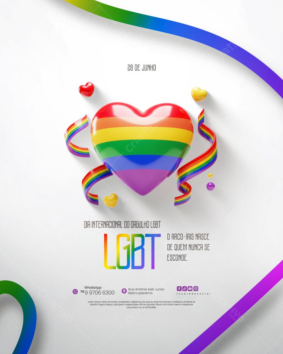 Flyer Dia Internacional do Orgulho LGBT PSD Editável