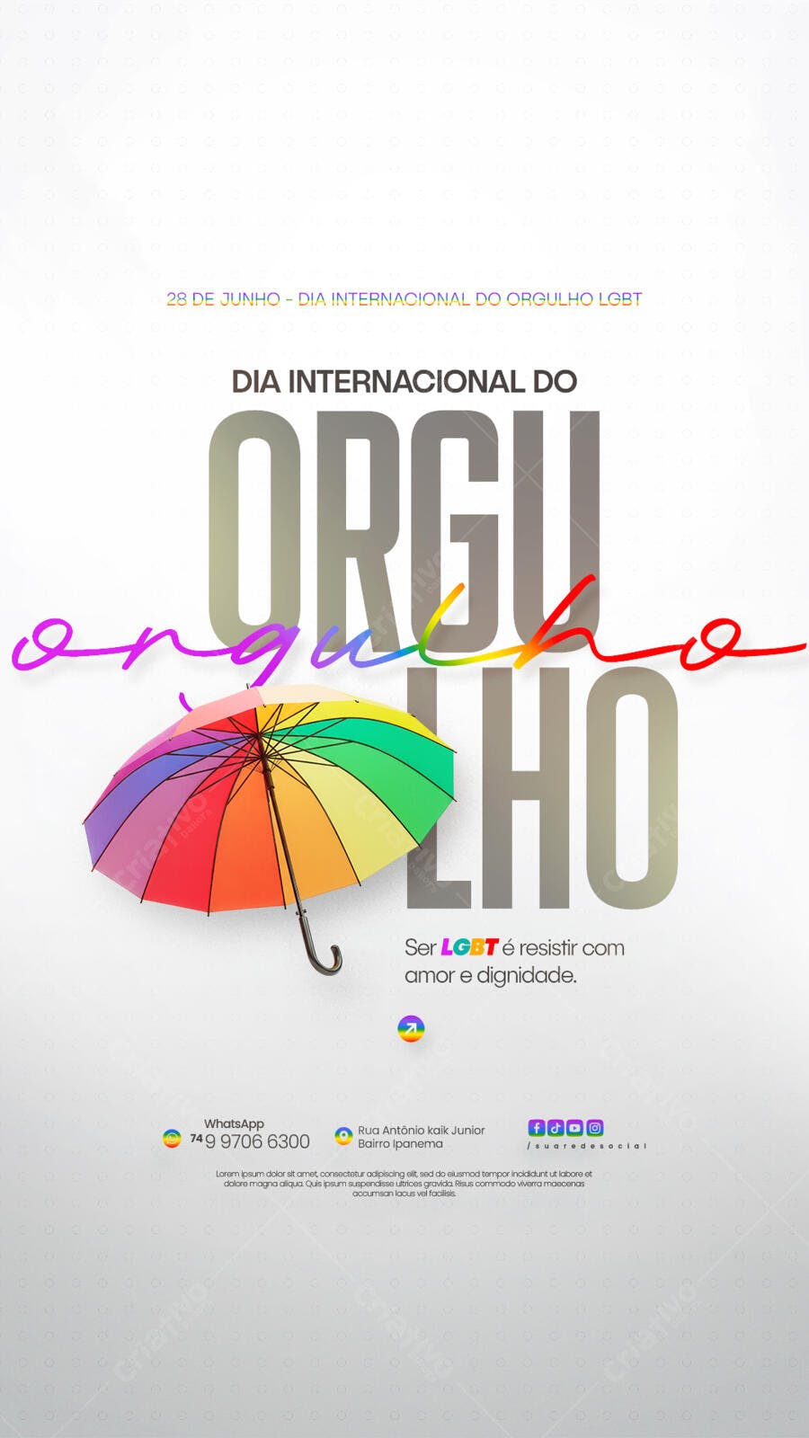 Flyer Dia Internacional do Orgulho LGBT PSD Editável