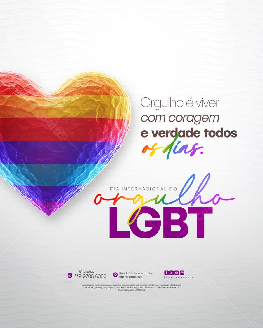 Flyer Dia Internacional do Orgulho LGBT PSD Editável