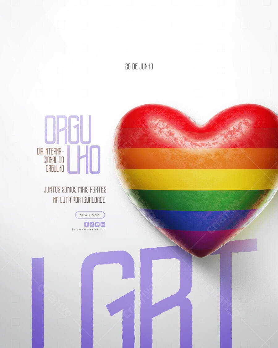 Post para o Dia Internacional do Orgulho LGBTQIA+ PSD Editável
