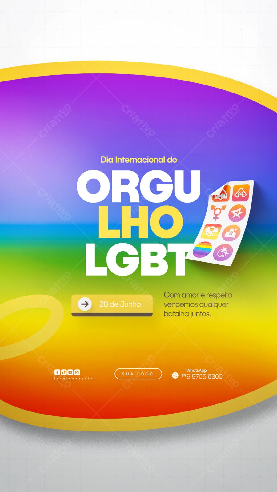 Flyer Dia Internacional do Orgulho LGBT PSD Editável