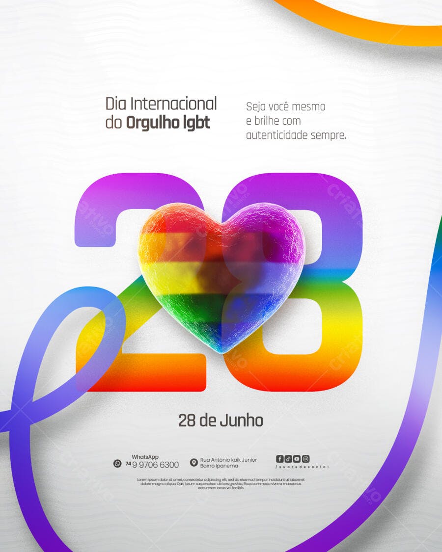 Flyer Dia Internacional do Orgulho LGBT PSD Editável