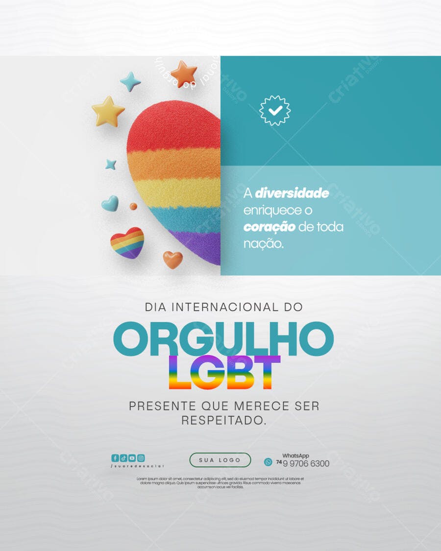 Flyer Dia Internacional do Orgulho LGBT PSD Editável