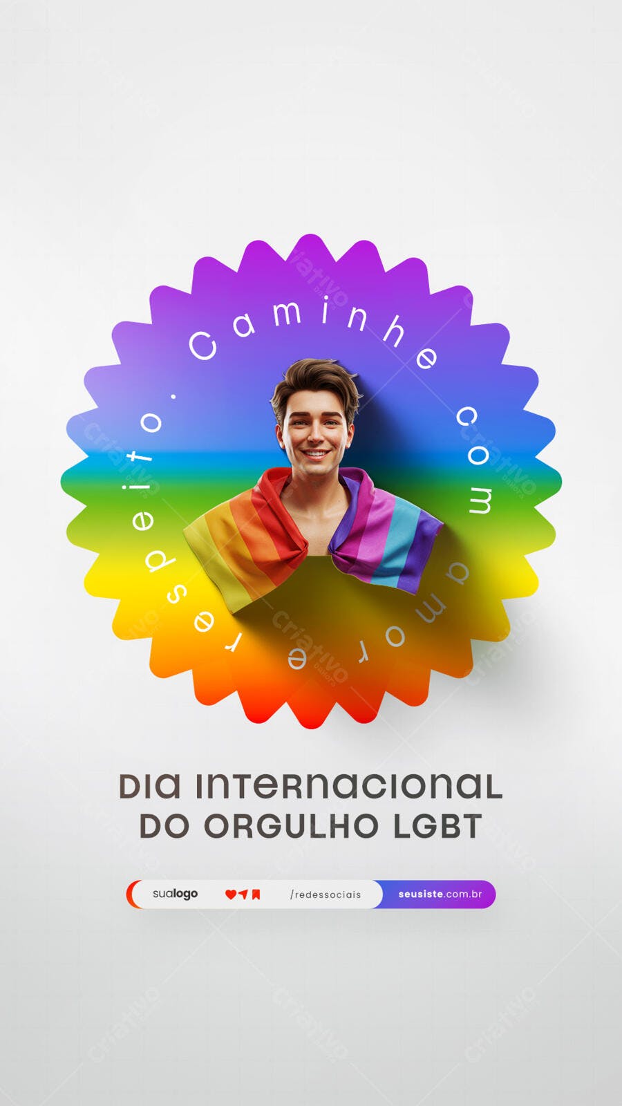 Flyer Dia Internacional do Orgulho LGBT PSD Editável