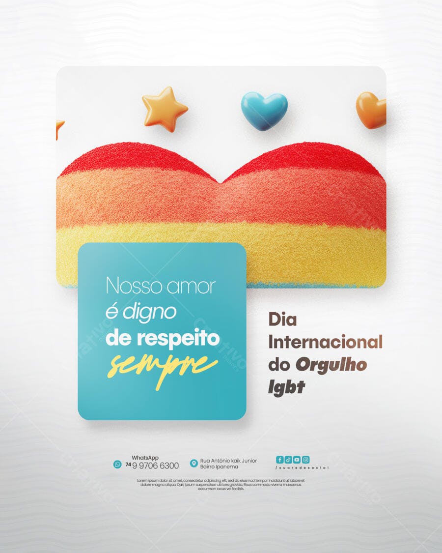 Flyer Dia Internacional do Orgulho LGBT PSD Editável