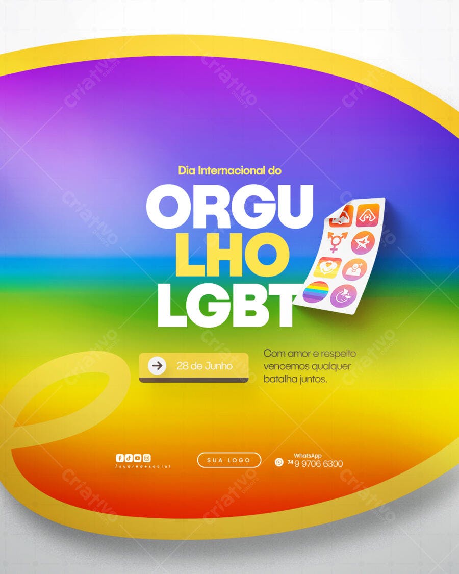 Flyer Dia Internacional do Orgulho LGBT PSD Editável