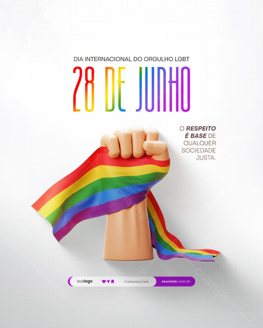 Post para o Dia Internacional do Orgulho LGBT PSD Editável