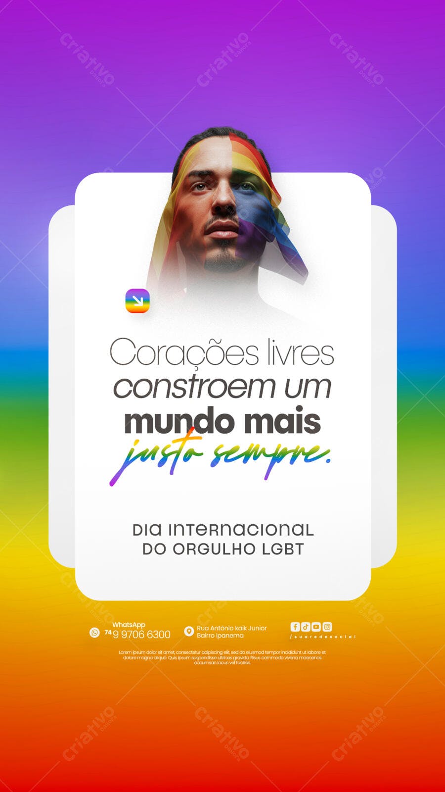 Flyer Dia Internacional do Orgulho LGBT PSD Editável