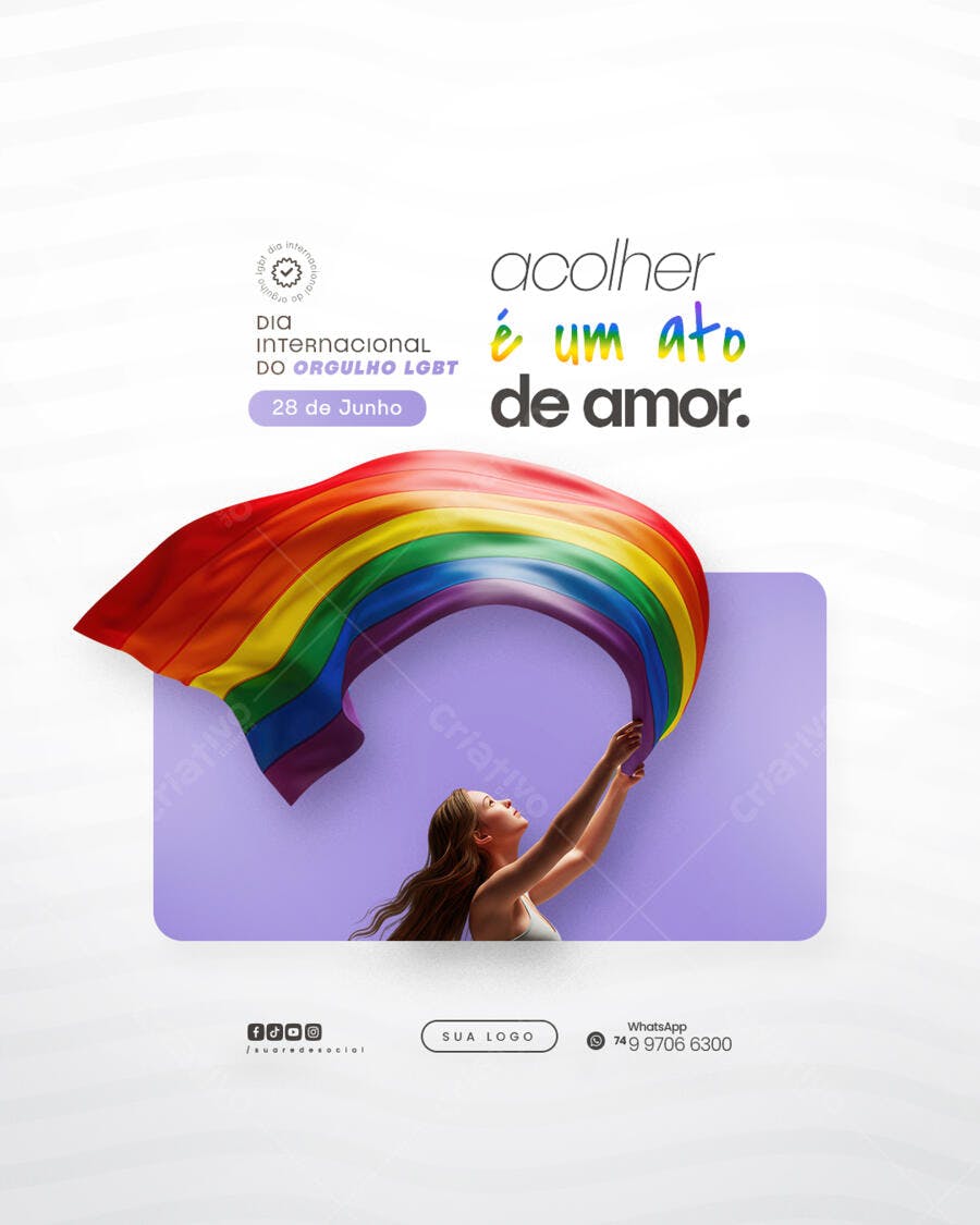 Post para o Dia Internacional do Orgulho LGBT PSD Editável
