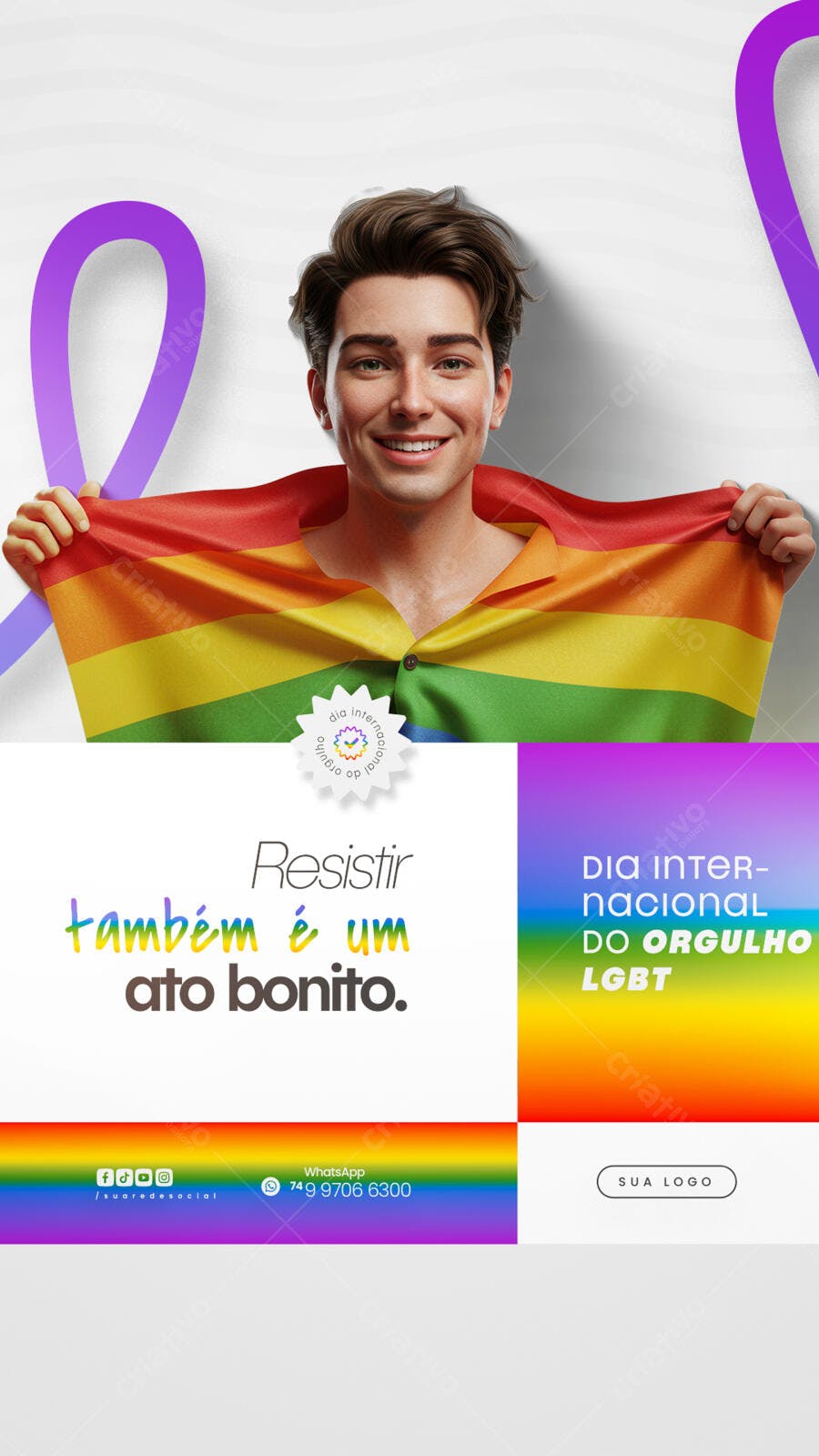 Flyer Dia Internacional do Orgulho LGBT PSD Editável