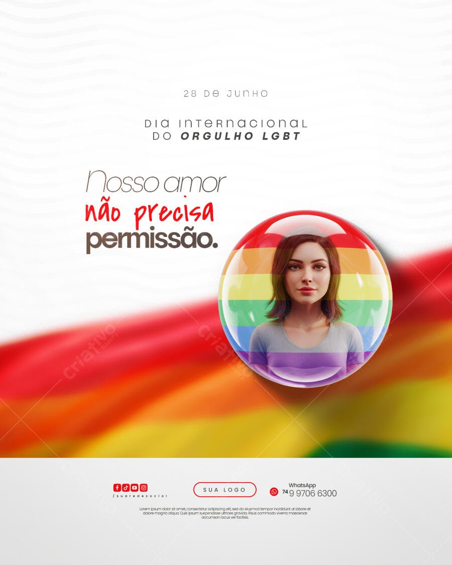 Flyer Dia Internacional do Orgulho LGBT PSD Editável