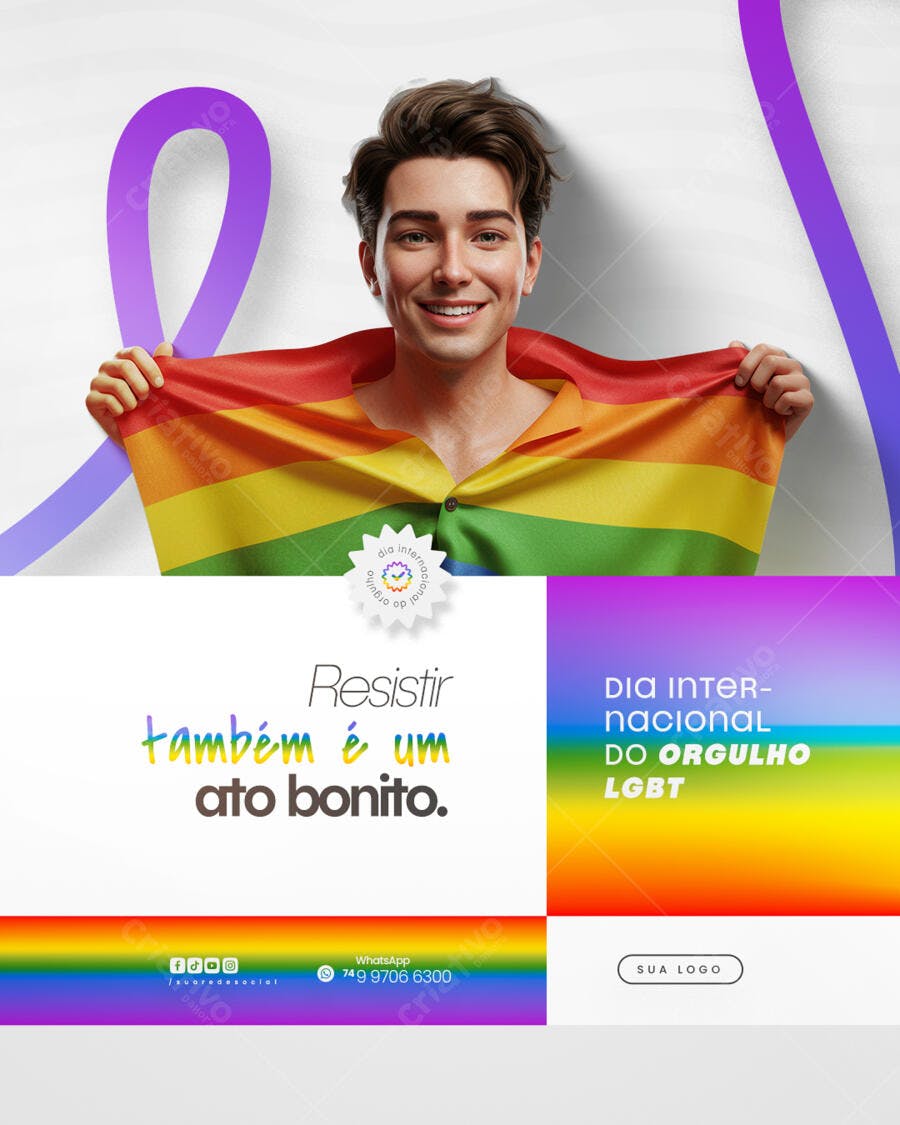 Flyer Dia Internacional do Orgulho LGBT PSD Editável
