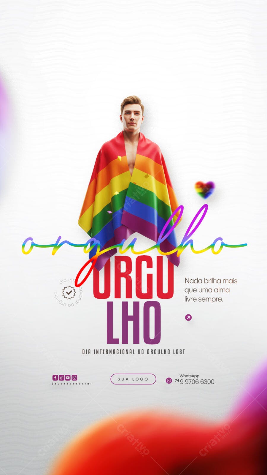 Flyer Dia Internacional do Orgulho LGBT PSD Editável