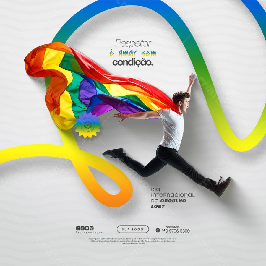 Flyer Dia Internacional do Orgulho LGBT PSD Editável