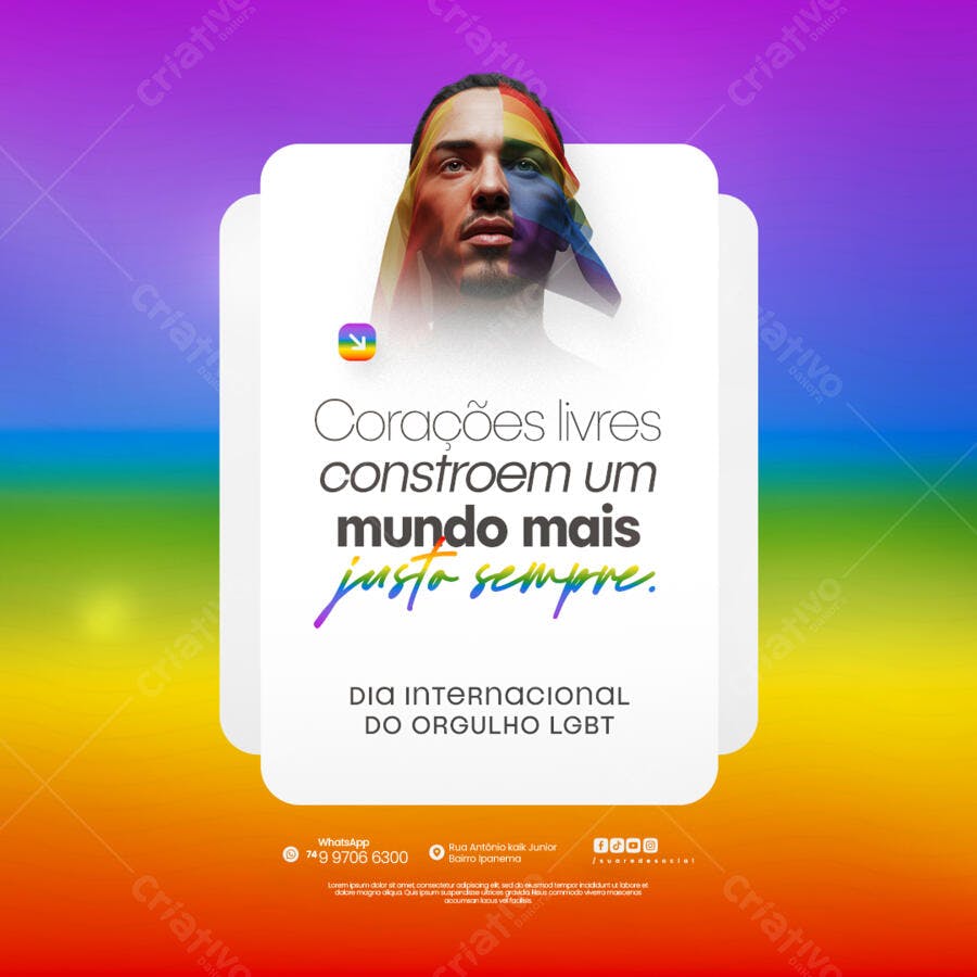 Post para o Dia Internacional do Orgulho LGBT PSD Editável