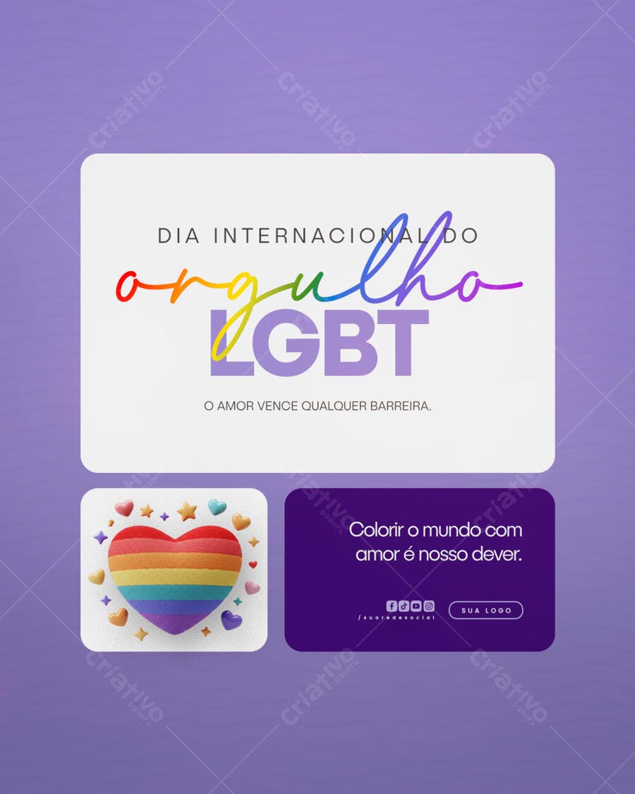 Post para o Dia Internacional do Orgulho LGBT PSD Editável