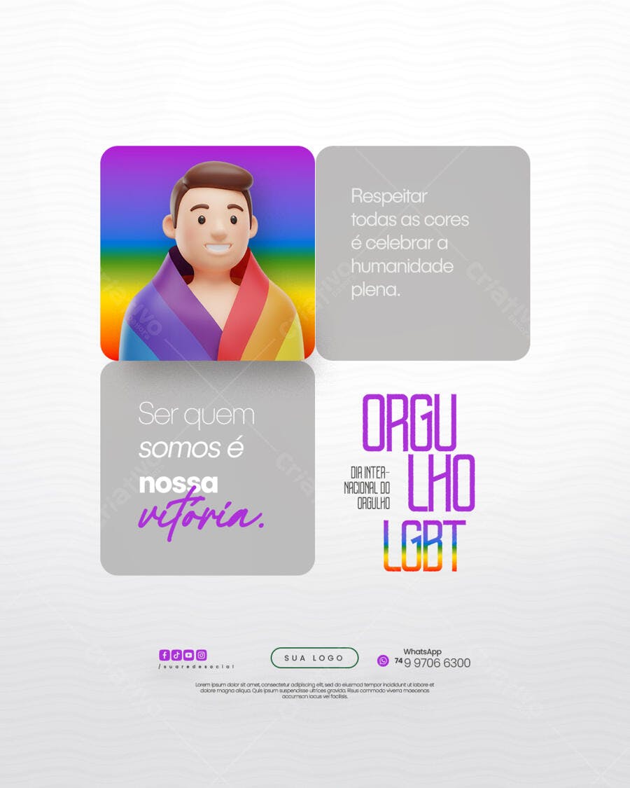 Post para o Dia do Orgulho LGBT PSD Editável