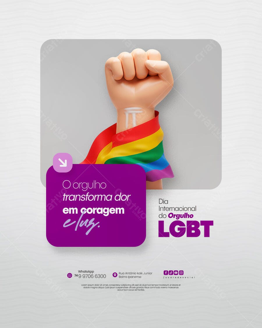 Post para o Dia Internacional do Orgulho LGBT PSD Editável
