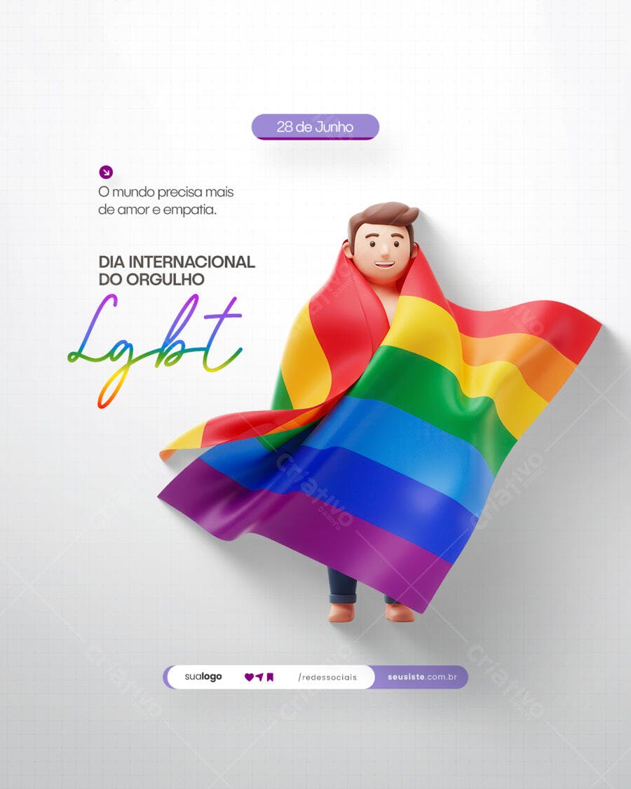 Post para o Dia do Orgulho LGBTQIA+ PSD Editável