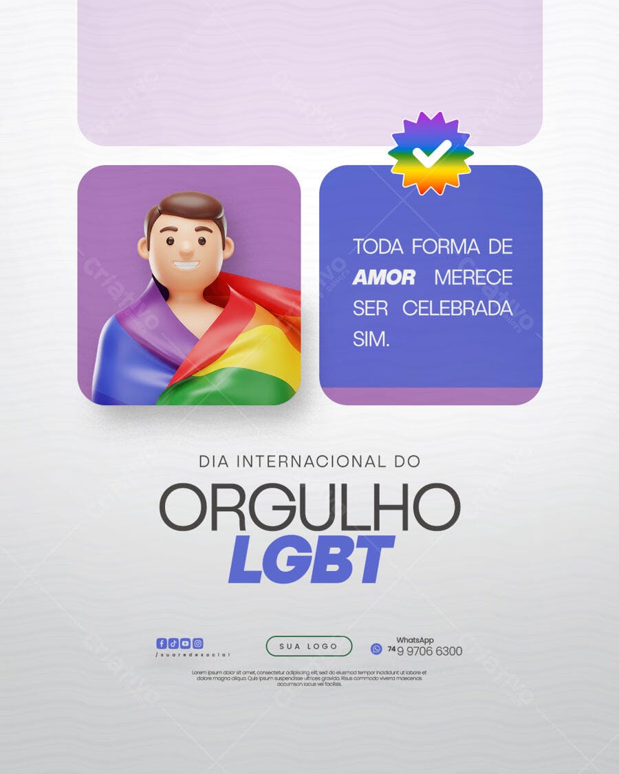 Post para o Dia do Orgulho LGBT PSD Editável