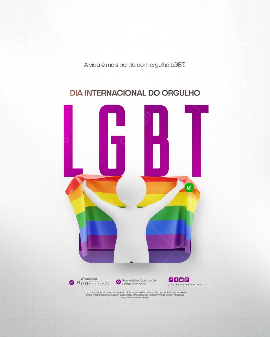 Flyer Dia Internacional do Orgulho LGBT PSD Editável