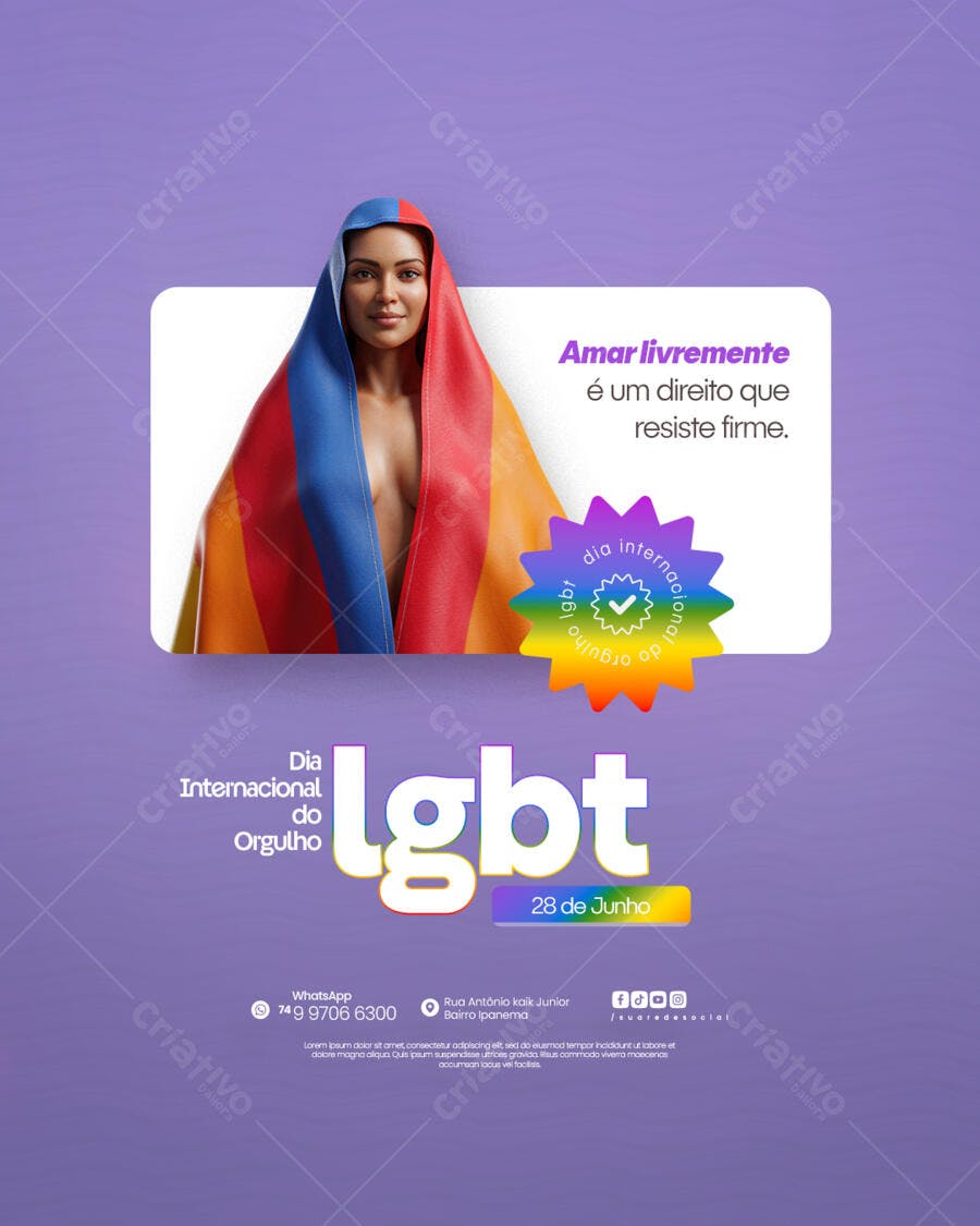 Flyer Dia Internacional do Orgulho LGBT PSD Editável