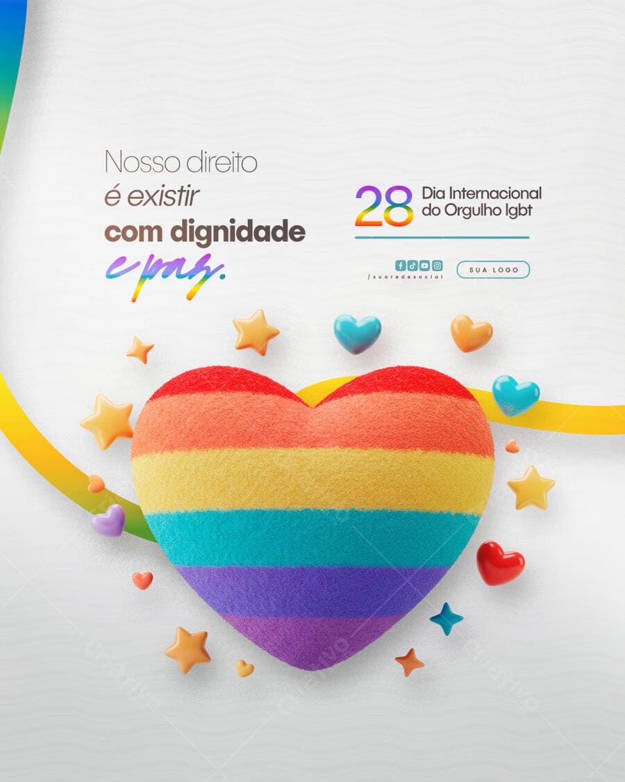 Post para o Dia Internacional do Orgulho LGBT PSD Editável