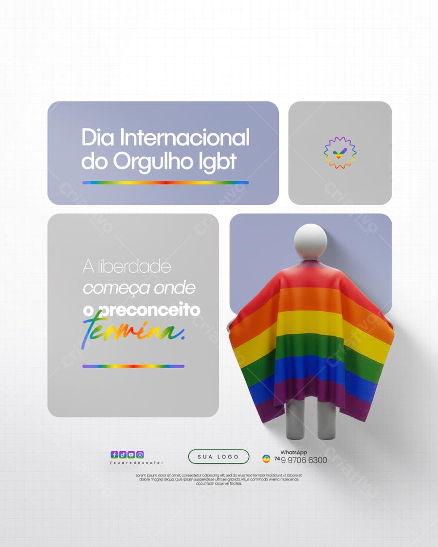 Post para o Dia Internacional do Orgulho LGBT PSD Editável