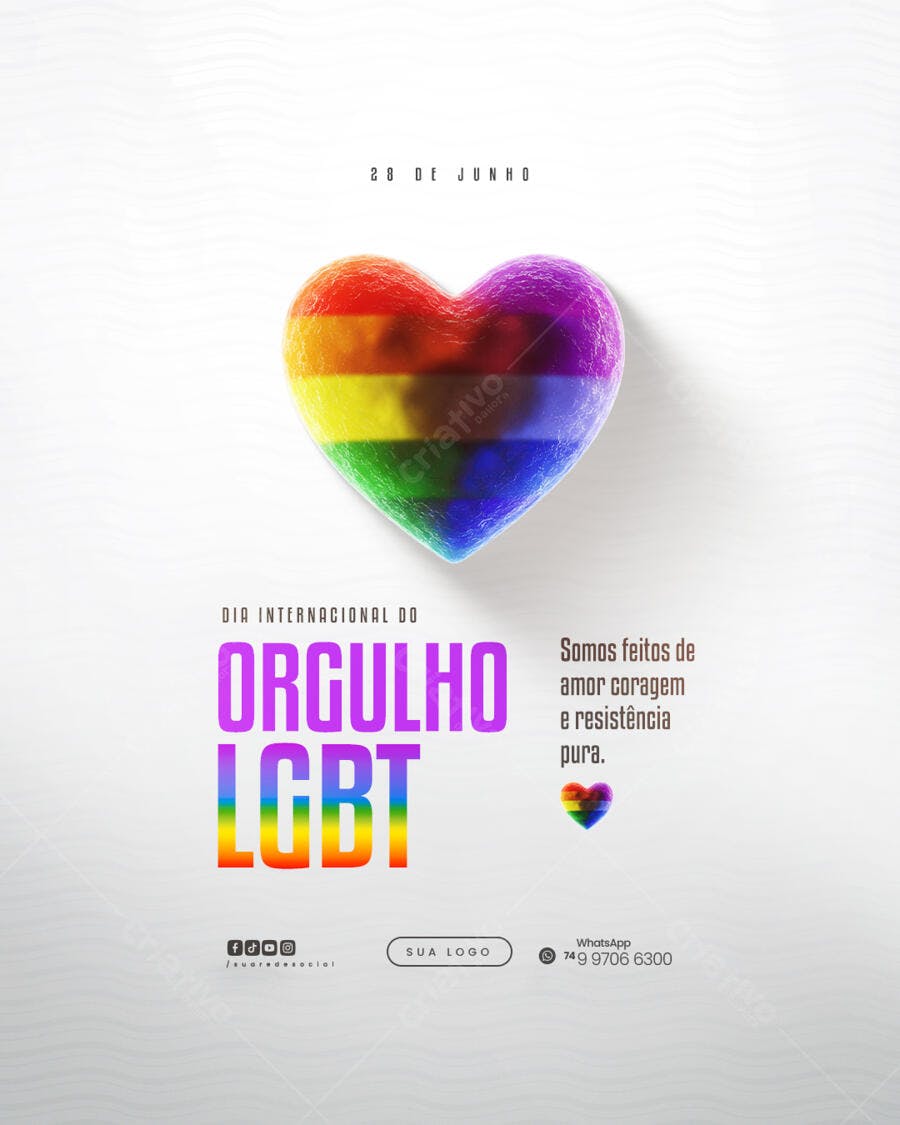 Flyer Dia Internacional do Orgulho LGBT PSD Editável