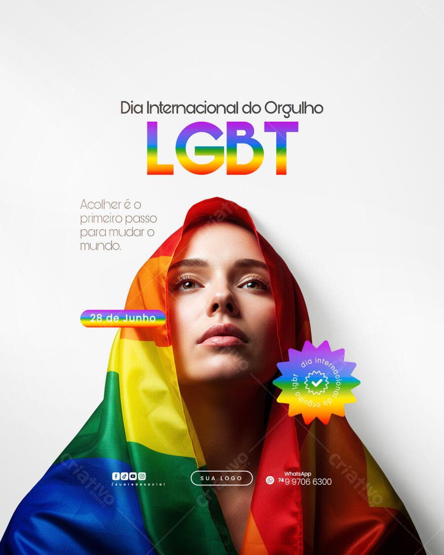 Post para o Dia Internacional do Orgulho LGBT PSD Editável