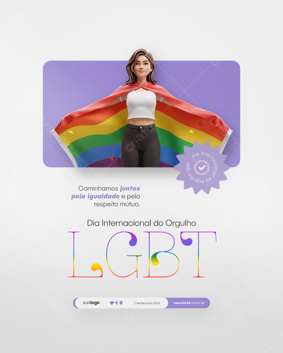 Post para o Dia Internacional do Orgulho LGBT PSD Editável