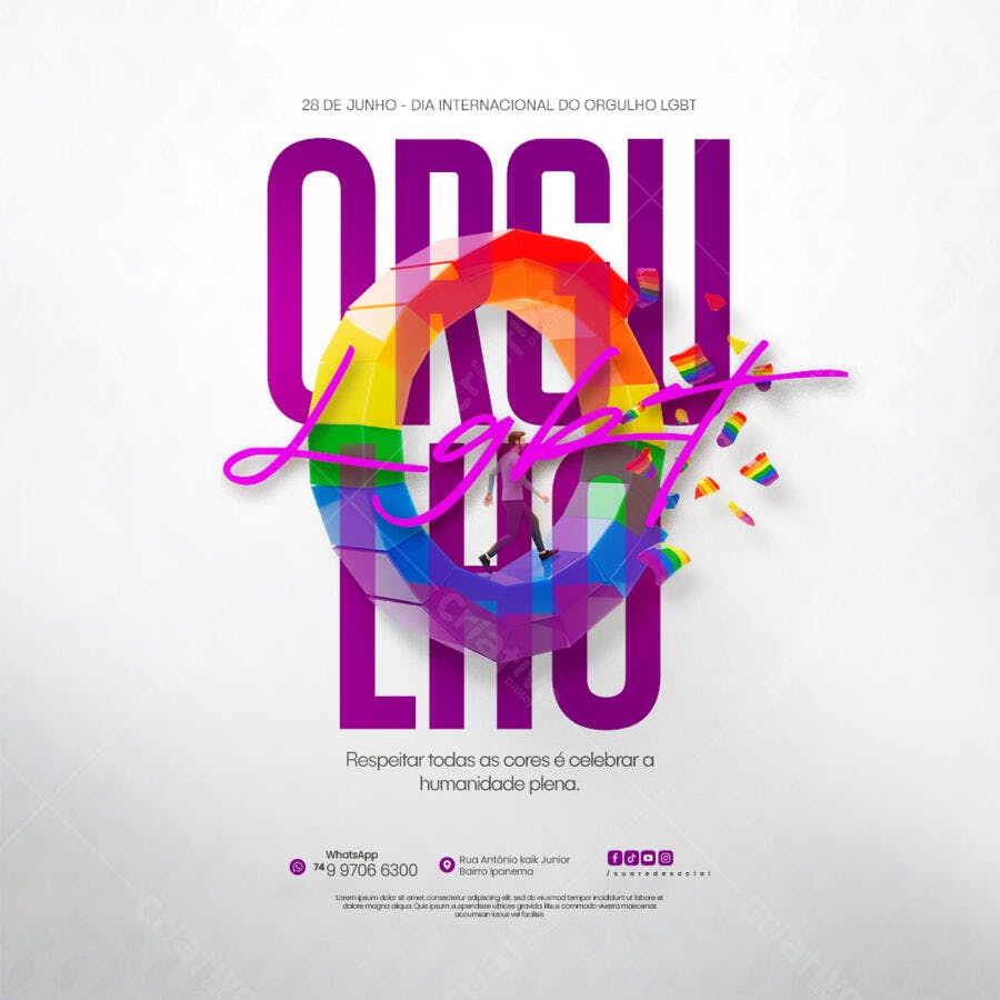 Flyer Dia Internacional do Orgulho LGBT PSD Editável