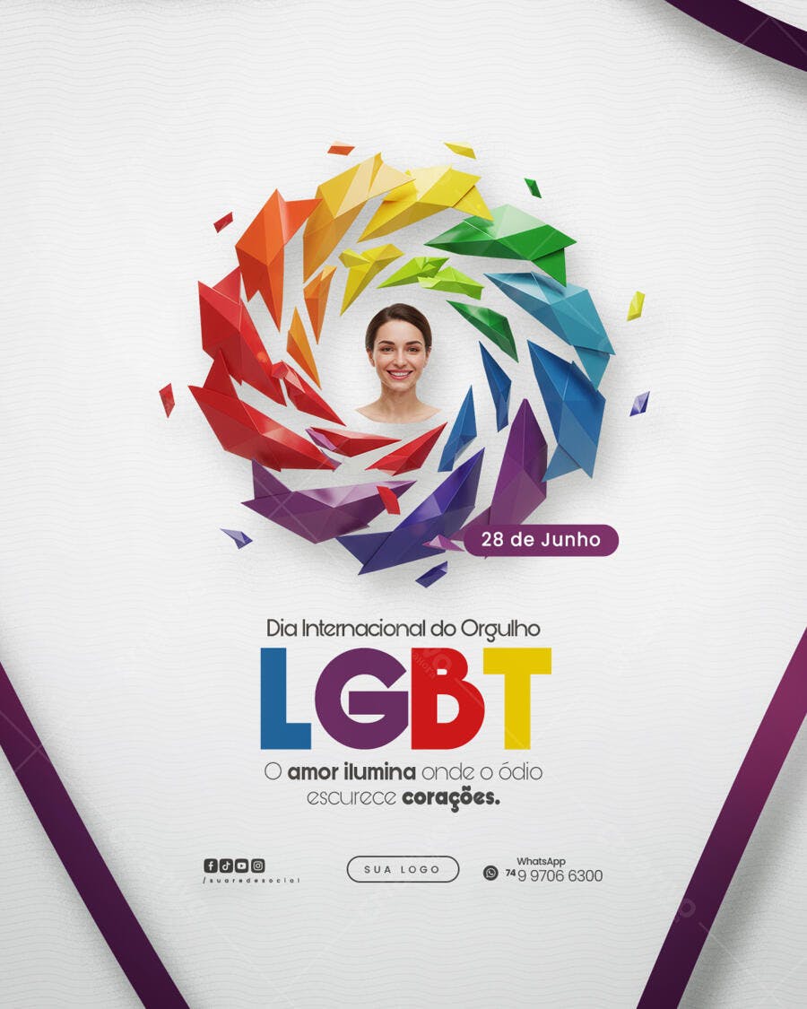 Flyer Dia Internacional do Orgulho LGBT PSD Editável