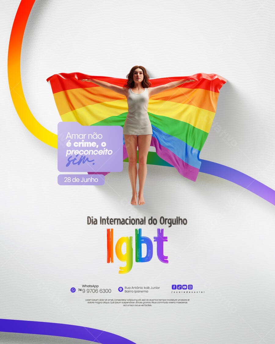 Flyer Dia Internacional do Orgulho LGBT PSD Editável