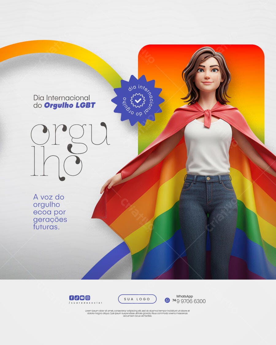 Post para o Dia Internacional do Orgulho LGBT PSD Editável