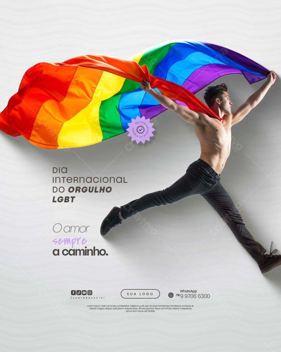 Flyer Dia Internacional do Orgulho LGBT PSD Editável